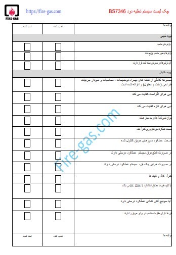 چک لیست سیستم تخلیه دود BS7346